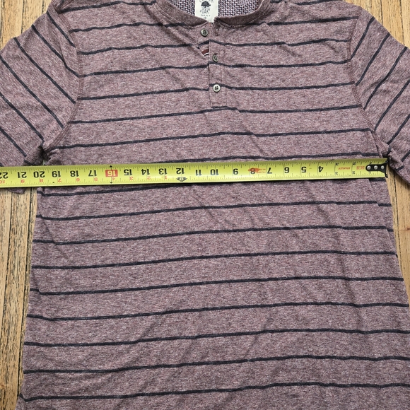 The Authentic Copper Oak Supply Mens‎ Purple And Black Striped XL Quarter Button - Picture 7 of 15